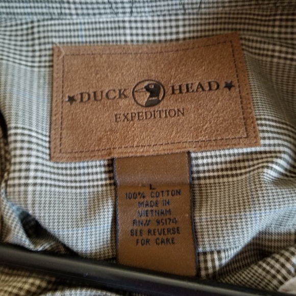 ☘️Host Pick☘️Duck Head Classic Brown Plaid Down Collar N Front Casual LS Shirt - Picture 9 of 9